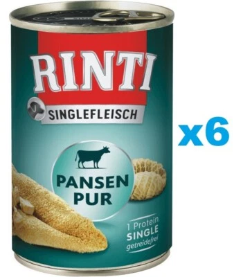 6x400 g RINTI Singlefleisch Pur Monoprotein Pansen getreidefrei Nassfutter - Bild 1 von 2