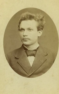 Poland Poznań Posen Young Man posing Messy Hair Old CDV photo Rivoli 1870 - Imagen 1 de 3