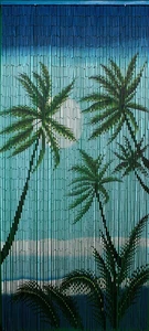 Natural Bamboo Beaded Curtain Caribbean Palms Beads Window Doors Divider Screen