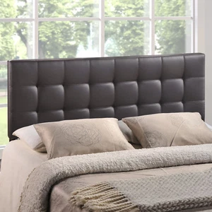 Modway Tufted Upholstered Faux Leather Square Full Size Headboard in Brown - Picture 1 of 2
