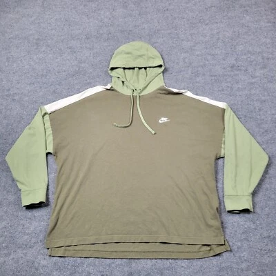 Nike Sudadera con Capucha Para Mujer 2XL XXL Verde Blanco Swoosh Pullover Sudadera Suéter Suelto Foto 1 de 4