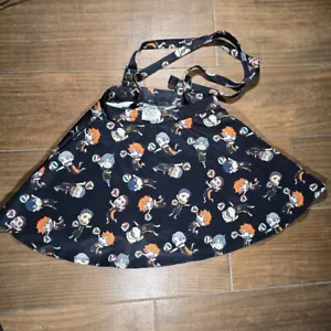 Hot Topic Haikyu!! Crunchyroll Chibi Suspender Skirt Black Anime Print Used SZ M - Picture 1 of 4