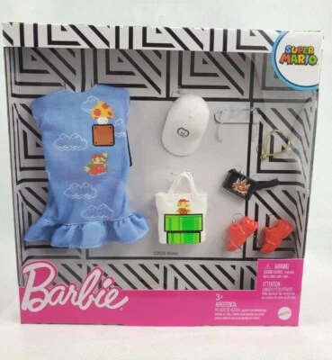 New Barbie Super Mario Fashion Pack Nintendo Dress Purse Hat Shoes - Image 1 of 4