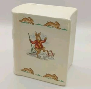 Hucha libro Bunnykins 1936 cerámica vintage Royal Doulton excelente estado - Imagen 1 de 12