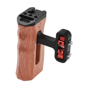 Left/Right Side Handle Wooden Hand Grip W/ Cold Shoe Mount for Camera Cage P4G2 - Picture 1 of 9