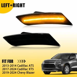 Front Bumper LED Side Marker Light Smoked For 2013 2014 Cadillac ATS 2017-up XT5 - Picture 1 of 13