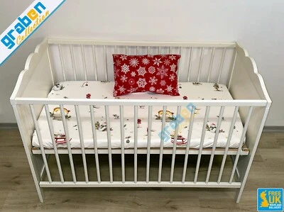 100% COTTON POPLIN FITTED SHEET & PILLOWCASE FOR COT BED 70cm X 140cm - Image 1 of 4