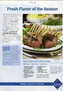 2013 Sam's Club Great Old PRINT AD Rack of Lamb with Herbs Recipe (3724) - Bild 1 von 1