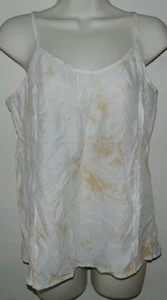 New Women 100% Silk Lucky Brand Jeans Ivory Orange Knit Top Sleeveless S $69 - Picture 1 of 7