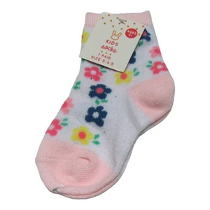 Kids Socks Girls Size 5-6.5 (1 Pair) Floral Pink - Picture 1 of 6
