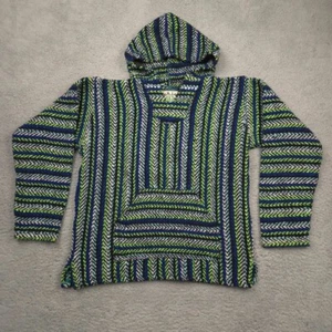 Baja Joe Pullover Hoodie Herren Small Aztec Drug Rug Poncho Southwest Surfer - Bild 1 von 6