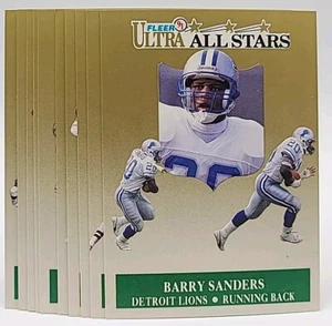 Juego completo de 10 cartas Ultra Football All-Stars 1991 Barry Sanders Dan Marino  - Imagen 1 de 2