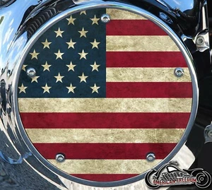 HARLEY DAVIDSON TWIN CAM DERBY CLUTCH COVER FITS 1999-2018 MODELS FLAG - Picture 1 of 1