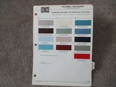 PAINT COLOUR REFERENCE 1963 FALCON INCLUDING SPRING COLOURS  PAINT CHIPS - Image 1 of 3