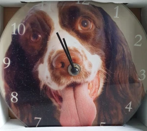 Visage Glass Clock Dogs, Cats. Analogue Glass Clock with Pets Animal photo - Picture 1 of 10