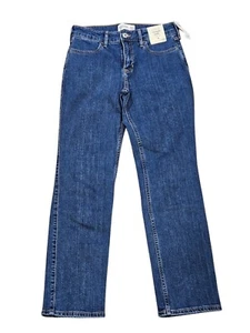 New Abercrombie Kids Girl Medium Dark Wash High Rise Straight Denim Jean 13 14 - Picture 1 of 3
