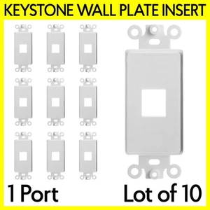 10 Pack 1 Port Decorative Wall Plate Keystone Insert  WallPlate QuickPort Design - Picture 1 of 4