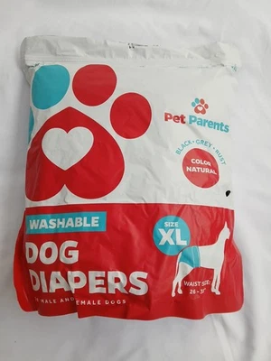 Pañales lavables para perros Pet Parents paquete de 3 XL 26 - 35" cintura negro gris óxido NUEVO Foto 1 de 4