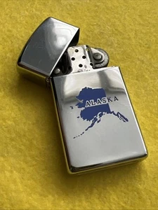 ZIPPO ALASKA MAP Alaska Map Slim Type  Super Rare - Picture 1 of 10