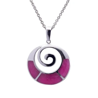 Silverly Pendente Donna Argento 925 Collana Rotonda Rubino Zoisite Spirale - Immagine 1 di 3