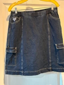 Dream Jeannes Quaker Factory Pull-On Cargo Pocket Skort Strass Denim Gr. M - Bild 1 von 6