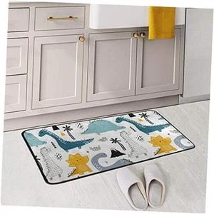 Dinosaur Bath Runner Rug Cream Dino Non Slip Area Mat Rugs 39 in x 20 in A002 - Picture 1 of 8