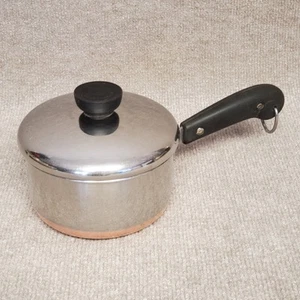Revere Ware 1801 1 Quart Soßenpfanne mit Deckel Kupfer plattiert Boden USA Vintage vor 1968 - Bild 1 von 9