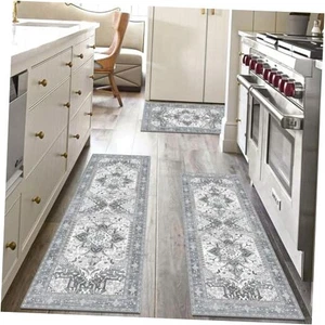  Boho Washable Kitchen Rugs Sets of 3, Non Slip Kitchen Mats for Floor with  - Picture 1 of 7
