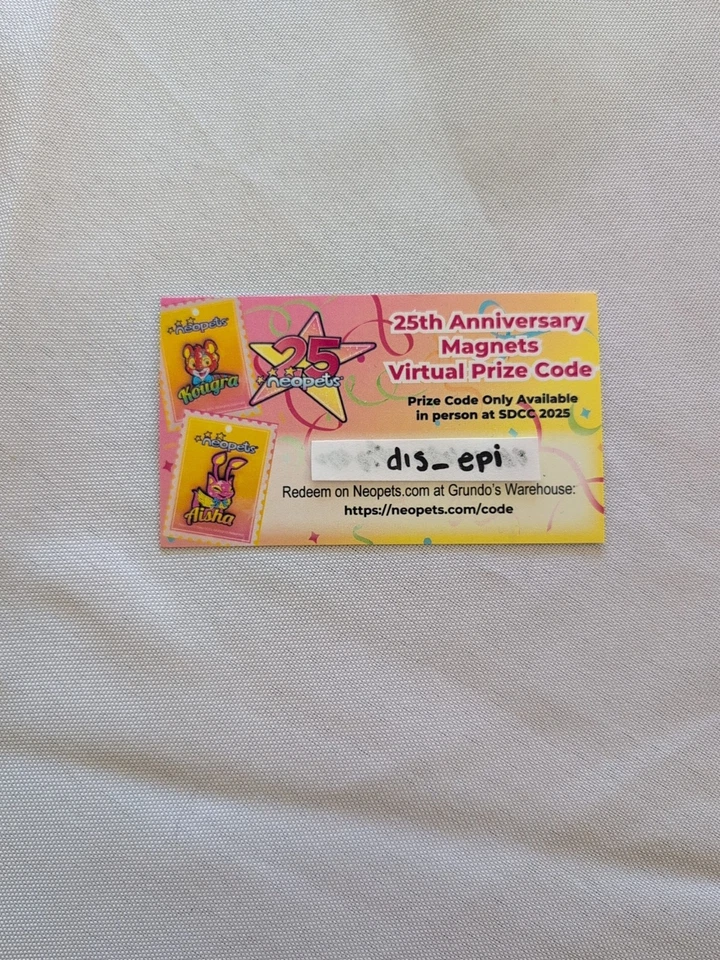 SDCC 2025 - Exclusive Neopets MAGNETS Virtual Prize Code 25th Anniversary Foto 1 de 1