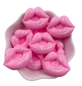 10 ciondoli spazzatura resina cabochon plastica grandi rosa labbra succose rossetto ragazza - Foto 1 di 1