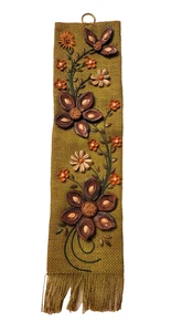 Burlap & Seed Flowers Floral Wall Hanging Tapestry Retro Boho 18"L - Picture 1 of 6