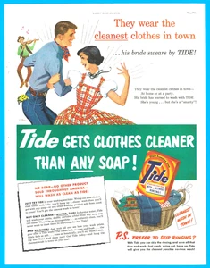 Tide laundry detergent teenage country dancers fiddler vintage print ad 1951 - Picture 1 of 3
