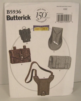 Guantelete, portabotellas de agua y patrón de bolsas Butterick Making History 5936 Foto 1 de 2