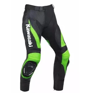 Kawasaki Ninja Motorbike Racing Leather Trousers Biker Motorcycle Pants - Foto 1 di 4