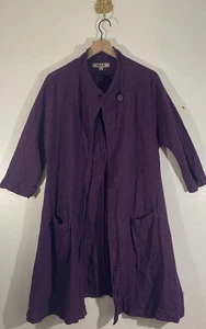 FLAX 100% Linen button collar Cardigan Purple Womens Size Small - Picture 1 of 8
