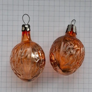 Soviet Set of 2 Vintage USSR New Year's glass toy "Walnut" - Picture 1 of 4