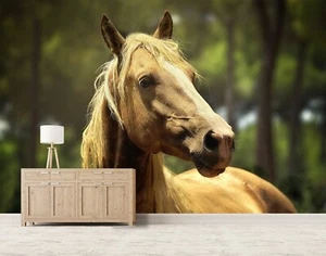 3D Forest Horse C43 Animal Wallpaper Mural Self-adhesive Removable Zoe - Picture 1 of 12