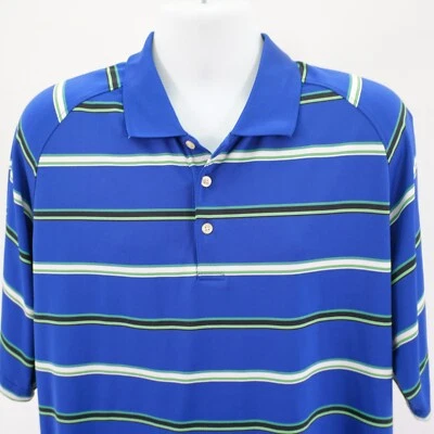 Camisa Polo Grande Manga Corta DAÑADA Bolle Golf Tech Azul Verde Rayas Foto 1 de 4