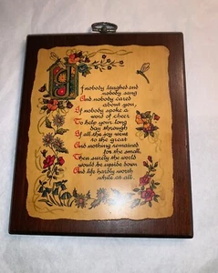 Vintage Wooden Wall Plaque with Design & Poem Beginning "If Nobody Laughed...." - Picture 1 of 3