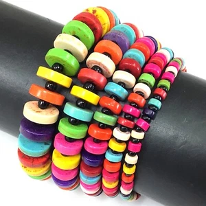 Rainbow Heishi Stretch Bracelet Howlite Magnesite Turquoise 7.5" Kid Women X'mas - Picture 1 of 12