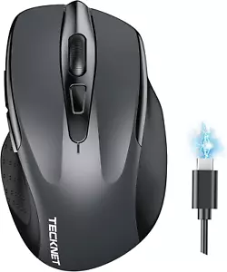 TECKNET Kabellose Maus (BT5.0/3.0 & 2.4G) Wiederaufladbar 4800 DPI Silent USB A & B - Bild 1 von 12