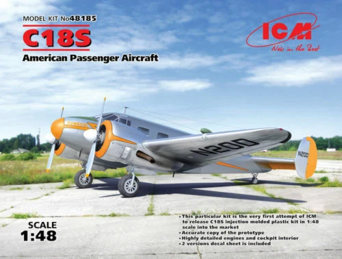 ICM 48185 American Passenger Aircraft C18s 1/48 Plastic Model Kit 216 Mm