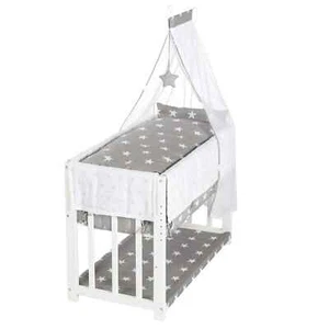 Roba 3in1 Stuben- und Beistellbett LITTLE STARS - weiß-grau, inkl. Ausstattung - Bild 1 von 7