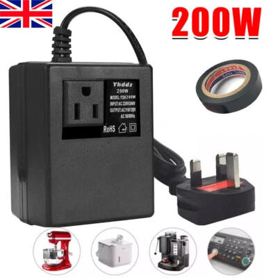 200W Power Voltage Converter Transformer Step-Down 220V/240V to 110V/120V UK
