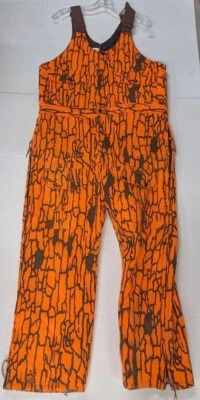 Pella Insulated Bib Coveralls Trebark and Blaze Orange Adult Size Medium - Image 1 of 4