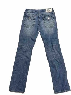 Pantalones de mezclilla TRUE RELIGION 12 pierna recta espalda solapa bolsillo azul niñas lavado mediano Foto 1 de 4