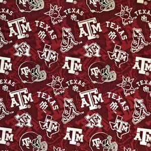 NCAA Texas A & M Aggies Licensed Cotton Quilt Fabric 6 Fat Quarters 18" x 22" - Picture 1 of 5