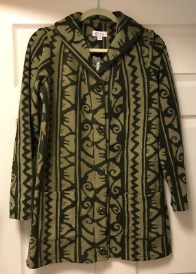 Denim & Co. XX-Pequeña Chaqueta Cuello Chal Estampado Oliva Polar Manga Larga Foto 1 de 3