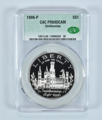 1996-P Smithsonian Commemorative Silver Dollar PR69 DCAM CAC - Image 1 of 4