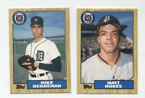 1987 Topps Traded #46T Mike Henneman & #91T Matt Nokes rookies....Detroit Tigers